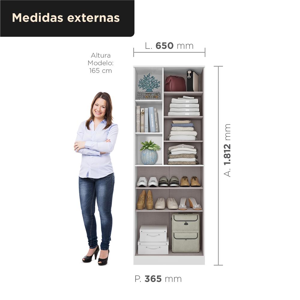 Multiuso Organizador 2 portas 7 prateleiras com nichos Lince - branco neve / branco neve  MU001 