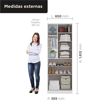 Multiuso Organizador 2 portas 7 prateleiras com nichos Lince - branco neve / branco neve  MU001 