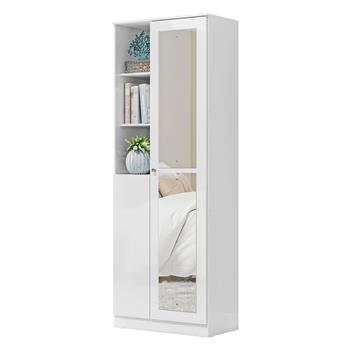 Multiuso Organizador 2 portas 7 prateleiras com nichos Lince - com espelho - branco neve / branco neve  MU001.NE 