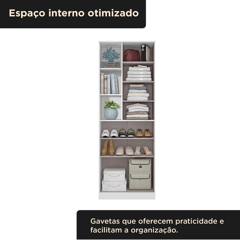 Multiuso Organizador 2 portas 7 prateleiras com nichos Lince - com espelho - branco neve / branco neve  MU001.NE 