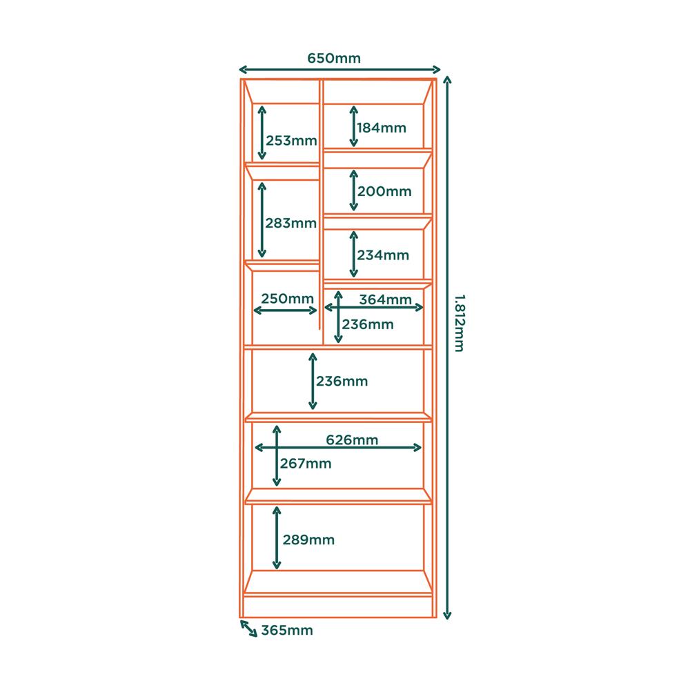 Multiuso Organizador 2 portas 7 prateleiras com nichos Lince - com espelho - branco neve / branco neve  MU001.NE 