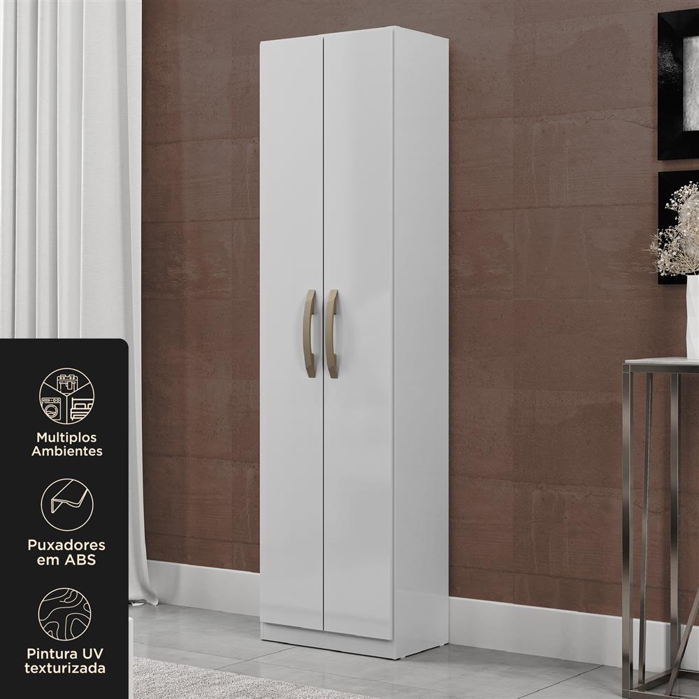 Multiuso Organizador 2 portas 5 prateleiras Elara - branco neve / branco neve   MU019  