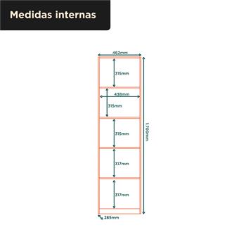 Multiuso Organizador 2 portas 5 prateleiras Elara - branco neve / branco neve   MU019  