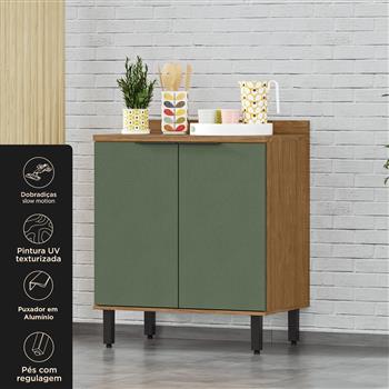Balcão 80cm 100% MDF Toscana - freijó / jade BTO02 