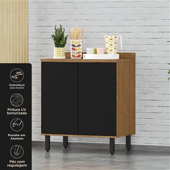 Balcão 80cm 100% MDF Toscana - freijó / nero BTO02 