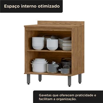 Balcão 80cm 100% MDF Toscana - freijó / nero BTO02 
