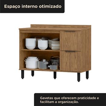 Balcão 120cm 100% MDF Toscana - freijó / freijó BTO03 