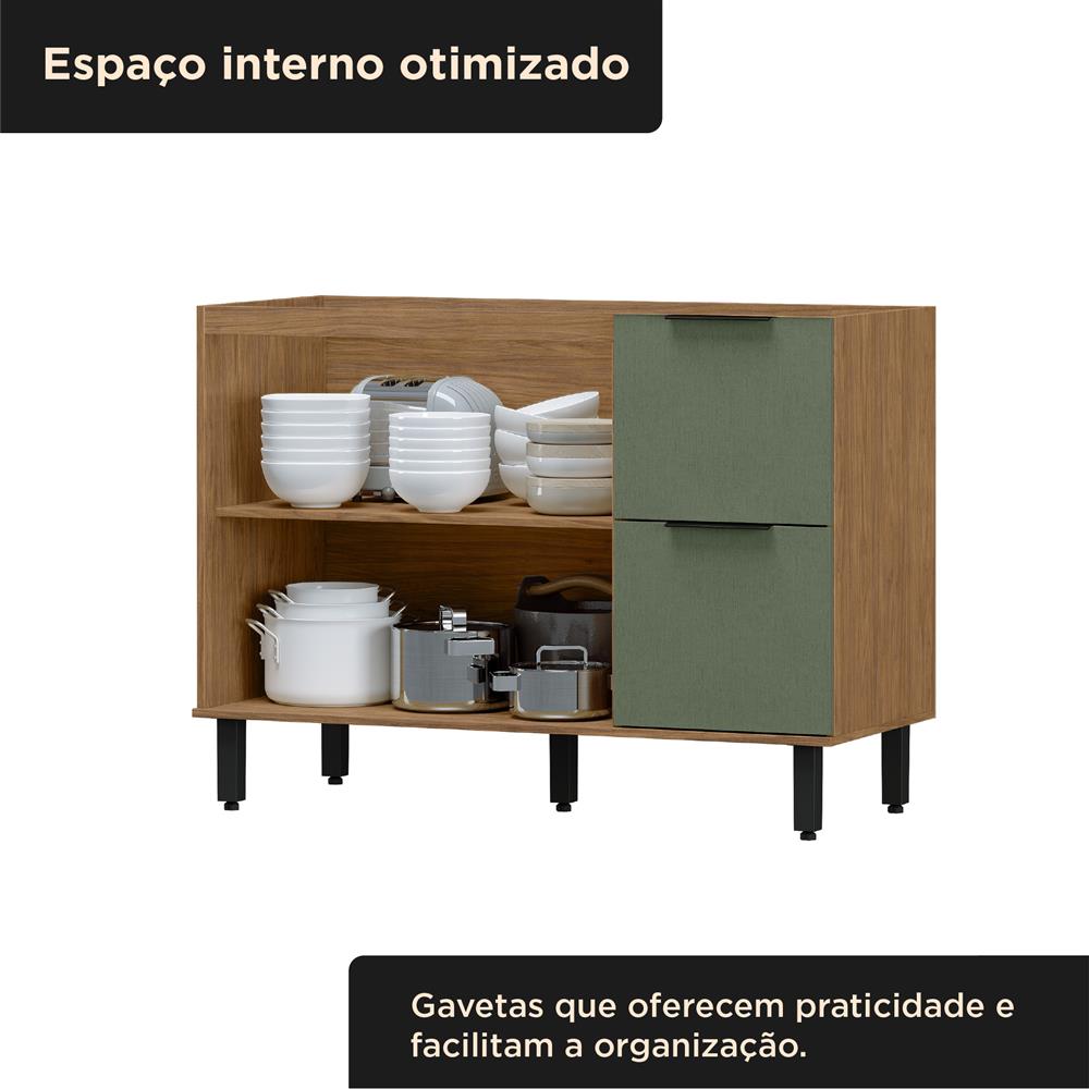 Balcão 120cm 100% MDF Toscana - freijó / jade BTO03 