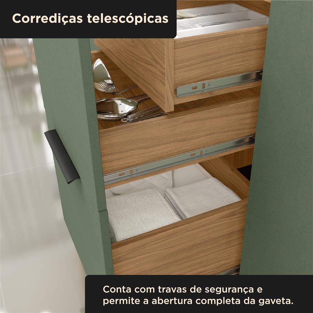 Balcão 120cm 100% MDF Toscana - freijó / jade BTO03 