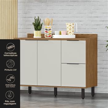Balcão 120cm 100% MDF Toscana - freijó / off-white BTO03 