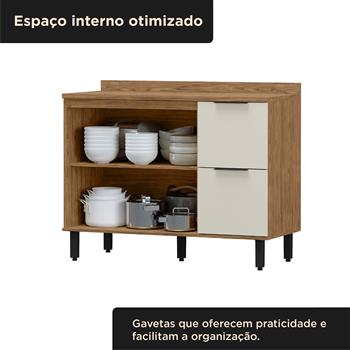 Balcão 120cm 100% MDF Toscana - freijó / off-white BTO03 