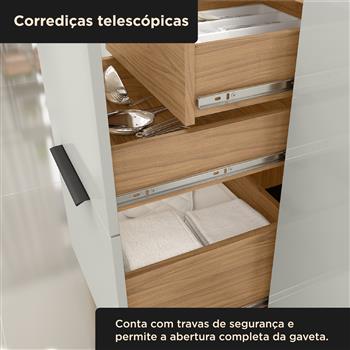 Balcão 120cm 100% MDF Toscana - freijó / off-white BTO03 