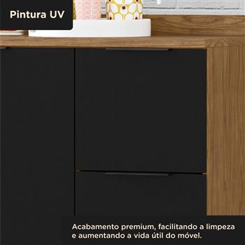 Balcão 120cm 100% MDF Toscana - freijó / nero BTO03 