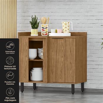 Balcão canto reto 100% MDF Toscana - freijó / freijó BTO04 