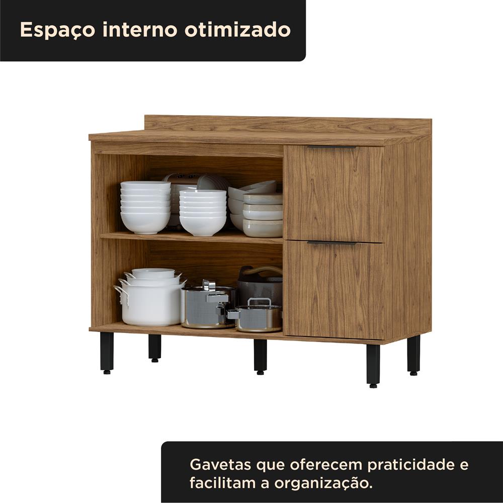Balcão canto reto 100% MDF Toscana - freijó / freijó BTO04 