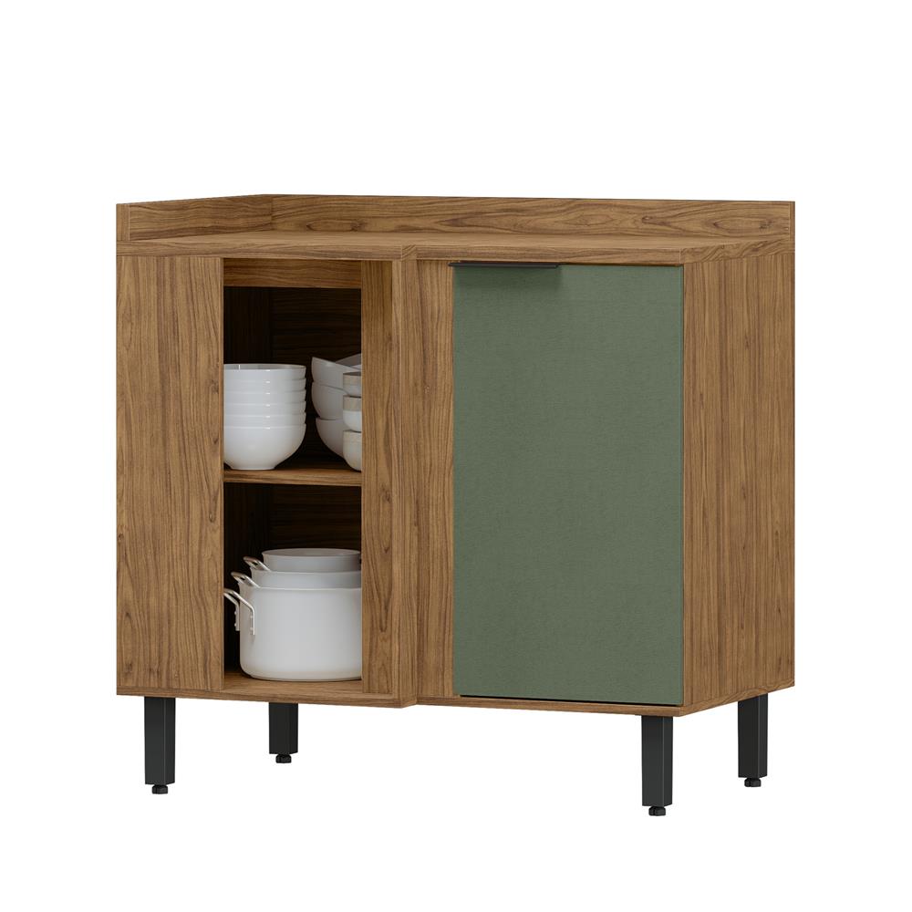  Balcão canto reto 100% MDF Toscana - freijó / jade BTO04 