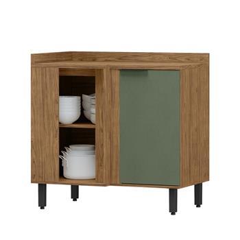  Balcão canto reto 100% MDF Toscana - freijó / jade BTO04 