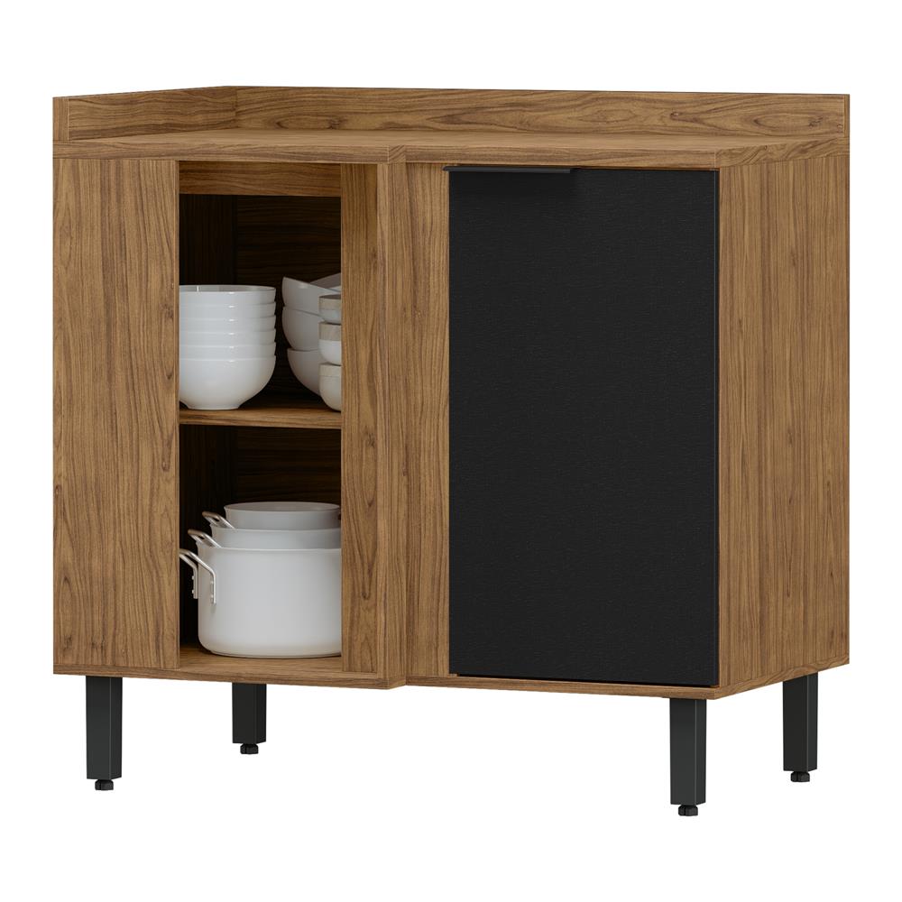 Balcão canto reto 100% MDF Toscana - freijó / nero BTO04 