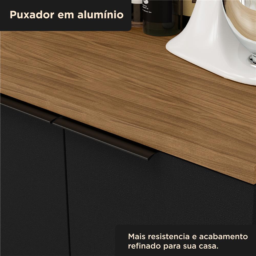 Balcão canto reto 100% MDF Toscana - freijó / nero BTO04 