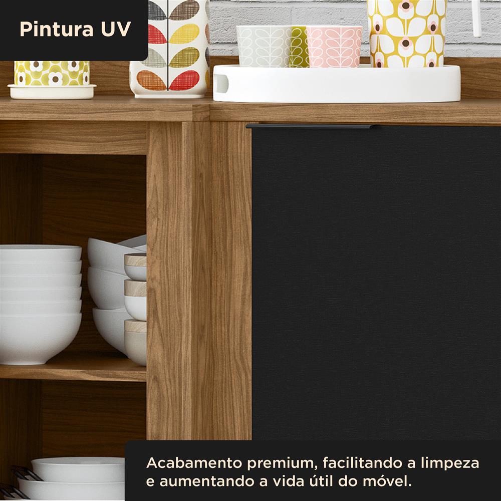 Balcão canto reto 100% MDF Toscana - freijó / nero BTO04 