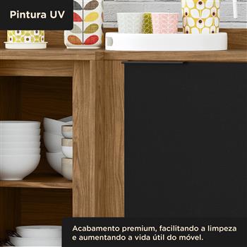 Balcão canto reto 100% MDF Toscana - freijó / nero BTO04 