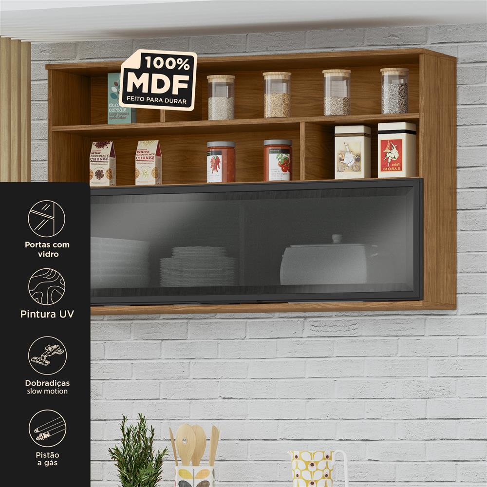 Aéreo 120cm 100% MDF Toscana - uma porta - freijó / freijó ATO03 