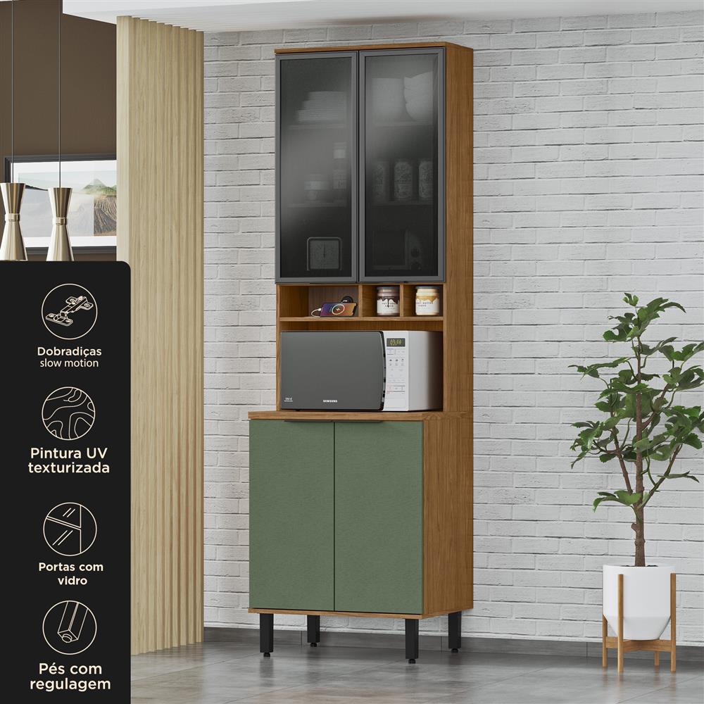 Paneleiro 1 forno 100% MDF Toscana - freijó / jade PTO01 