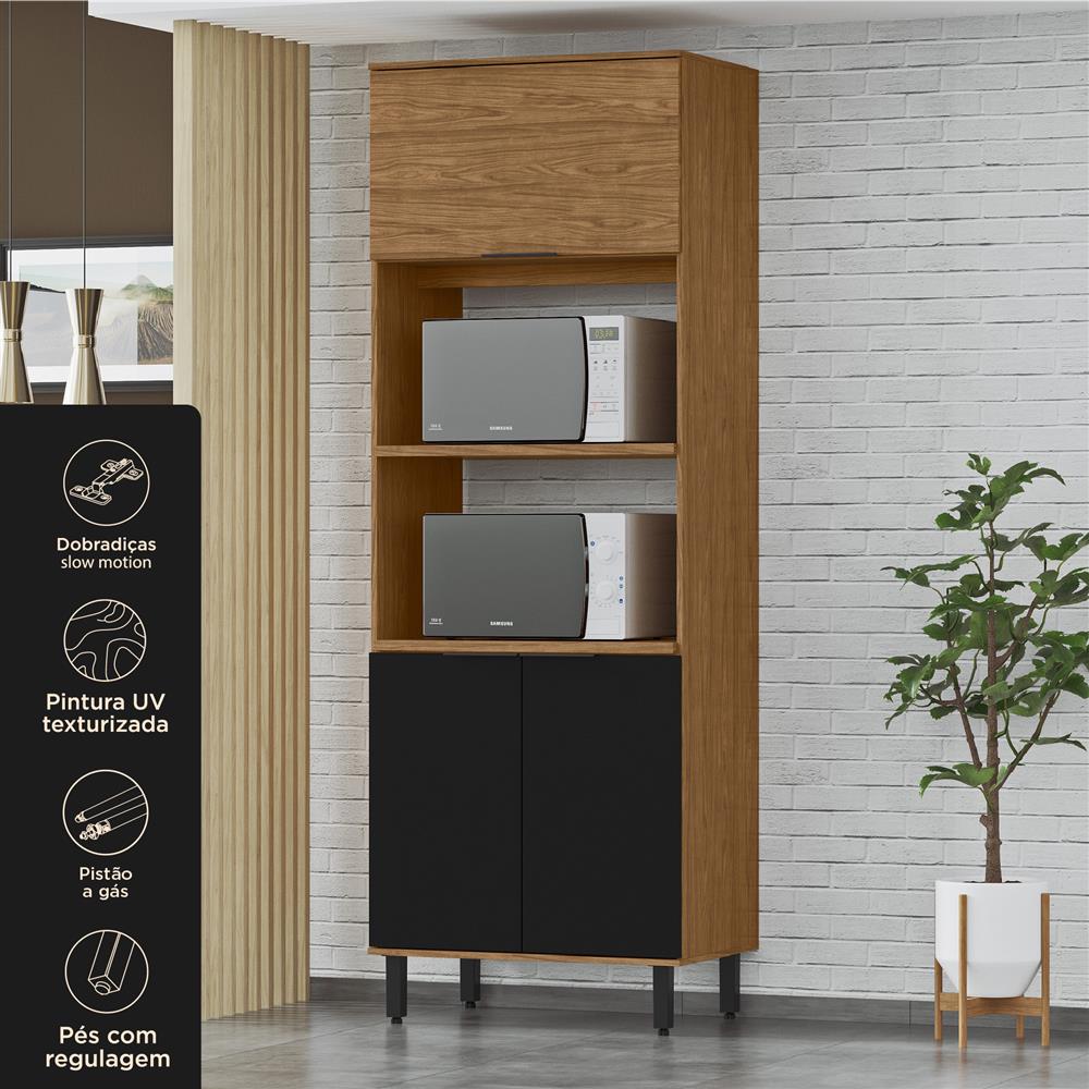 Paneleiro 1 forno 100% MDF Toscana - freijó / nero PTO01 