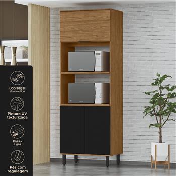 Paneleiro 1 forno 100% MDF Toscana - freijó / nero PTO01 