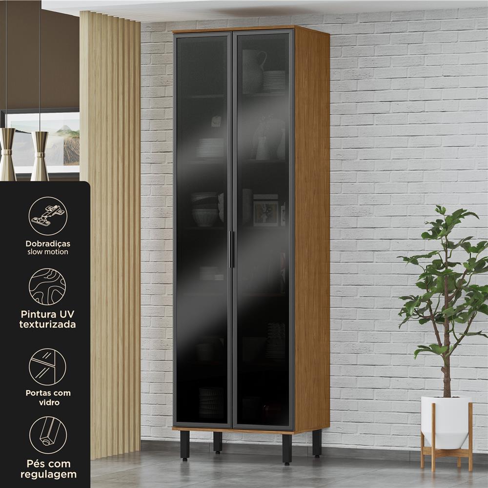 Cristaleira 2 portas 100% MDF Toscana - freijó / freijó   PTO02 