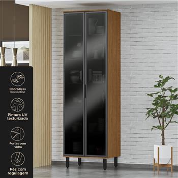 Cristaleira 2 portas 100% MDF Toscana - freijó / freijó   PTO02 