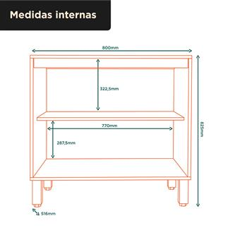 Balcão 80cm Glória - castanho / off-white  BGL01 