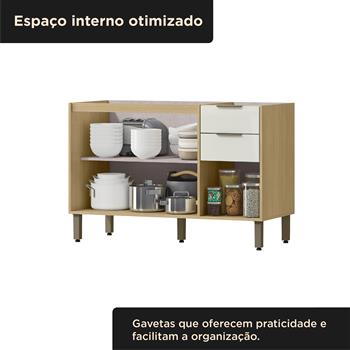 Balcão 120cm Glória - castanho / off-white BGL02 