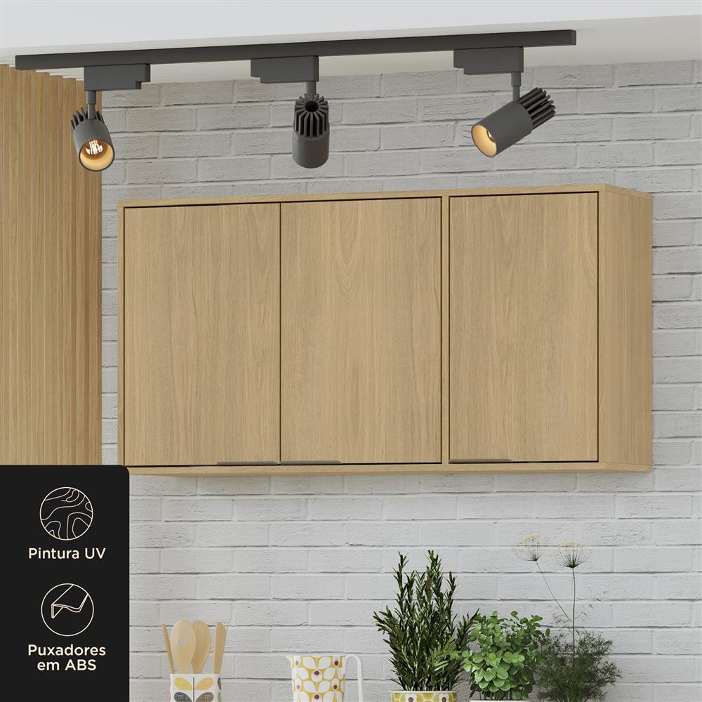 Aéreo 3 portas 120cm Glória - castanho / castanho AGL04 