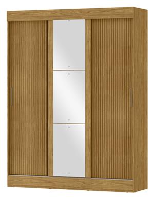Guarda-roupa casal 3 portas de correr 2 gavetas Sírius  - com espelho - marrocos / off-white RD055.E 