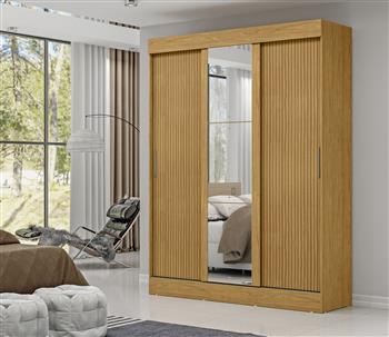 Guarda-roupa casal 3 portas de correr 2 gavetas Sírius  - com espelho - marrocos / off-white RD055.E 