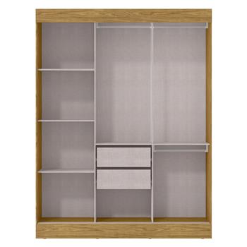 Guarda-roupa casal 3 portas de correr 2 gavetas Sírius  - com espelho - marrocos / off-white RD055.E 