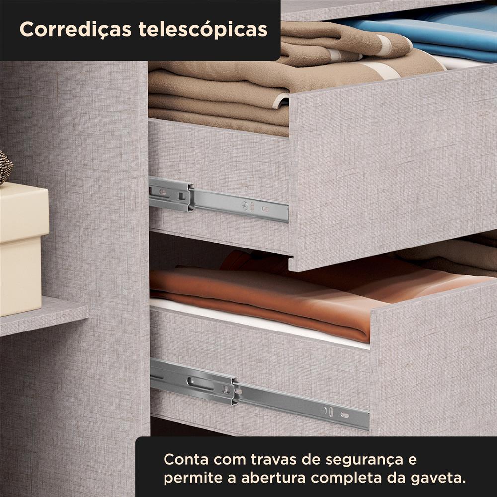 Guarda-roupa casal 3 portas de correr 2 gavetas Sírius  - com espelho - marrocos / off-white RD055.E 