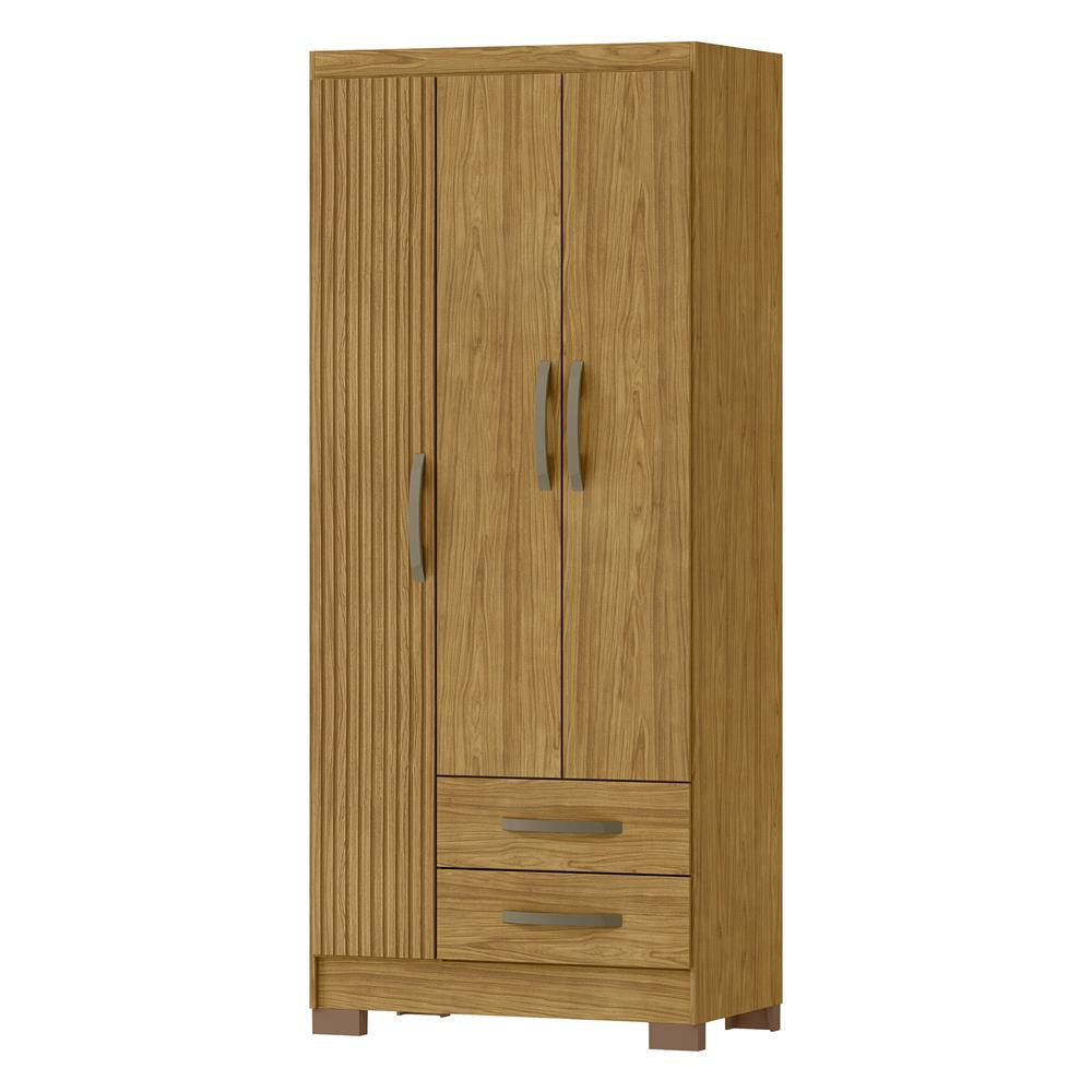 Guarda-roupa solteiro 3 portas 2 gavetas Santiago - marrocos / marrocos ripado RG174 