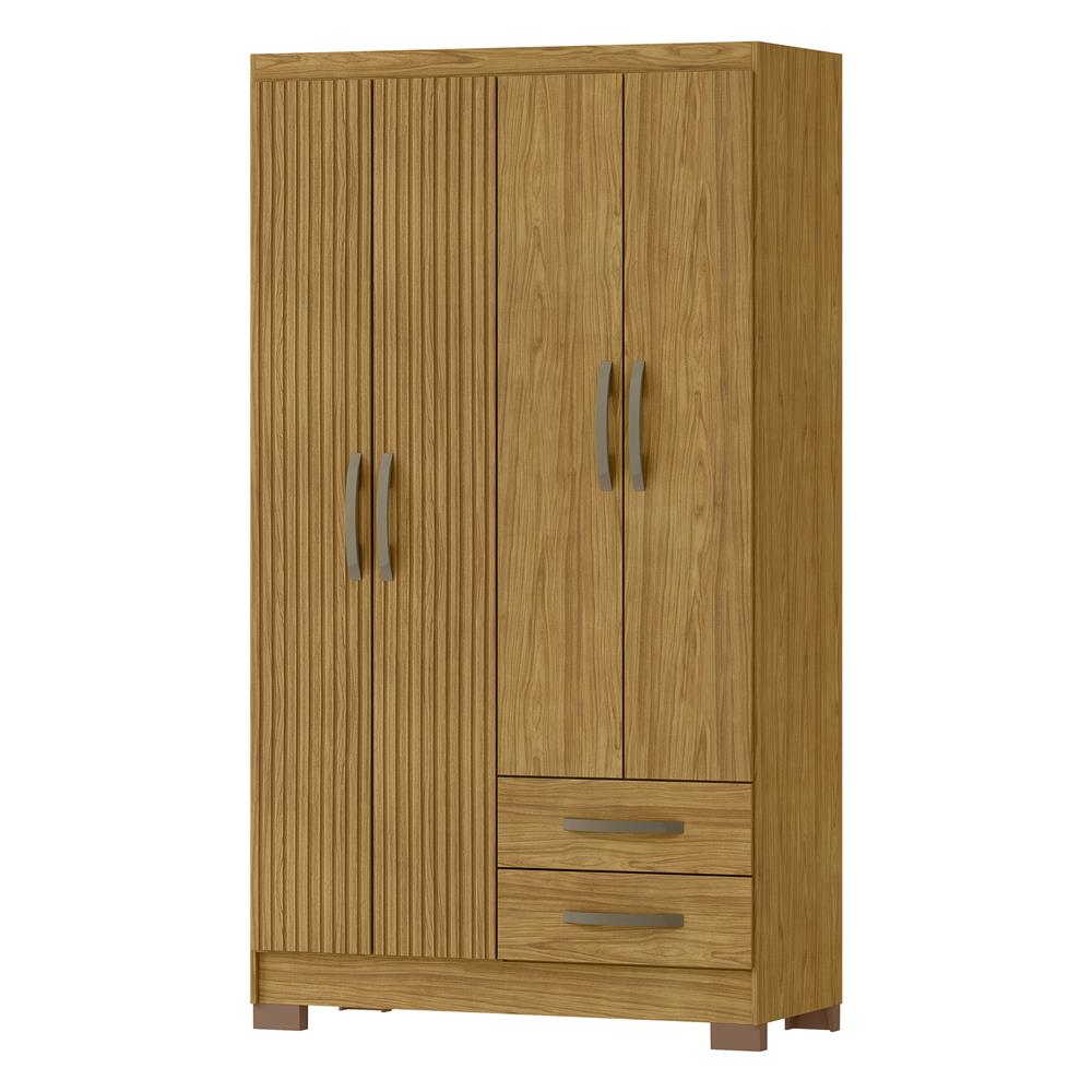Guarda-roupa solteiro 4 portas 2 gavetas Santiago - marrocos / marrocos ripado RG120 