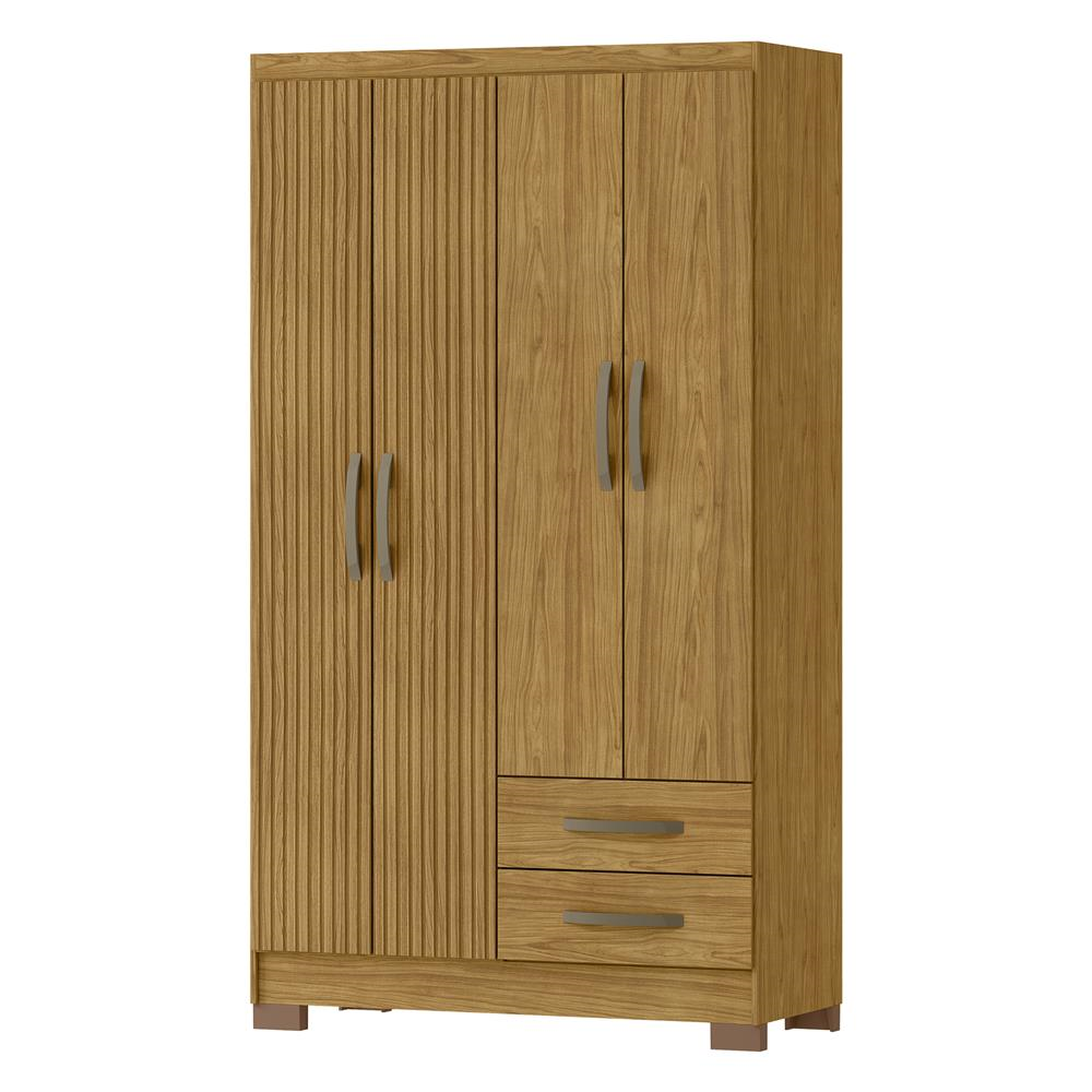 Guarda-roupa solteiro 4 portas 2 gavetas Santiago - marrocos / marrocos ripado RG120 