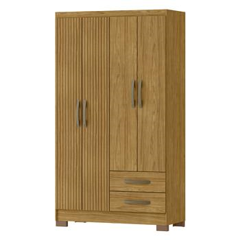 Guarda-roupa solteiro 4 portas 2 gavetas Santiago - marrocos / marrocos ripado RG120 