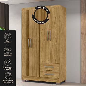 Guarda-roupa solteiro 4 portas 2 gavetas Santiago - marrocos / marrocos ripado RG120 