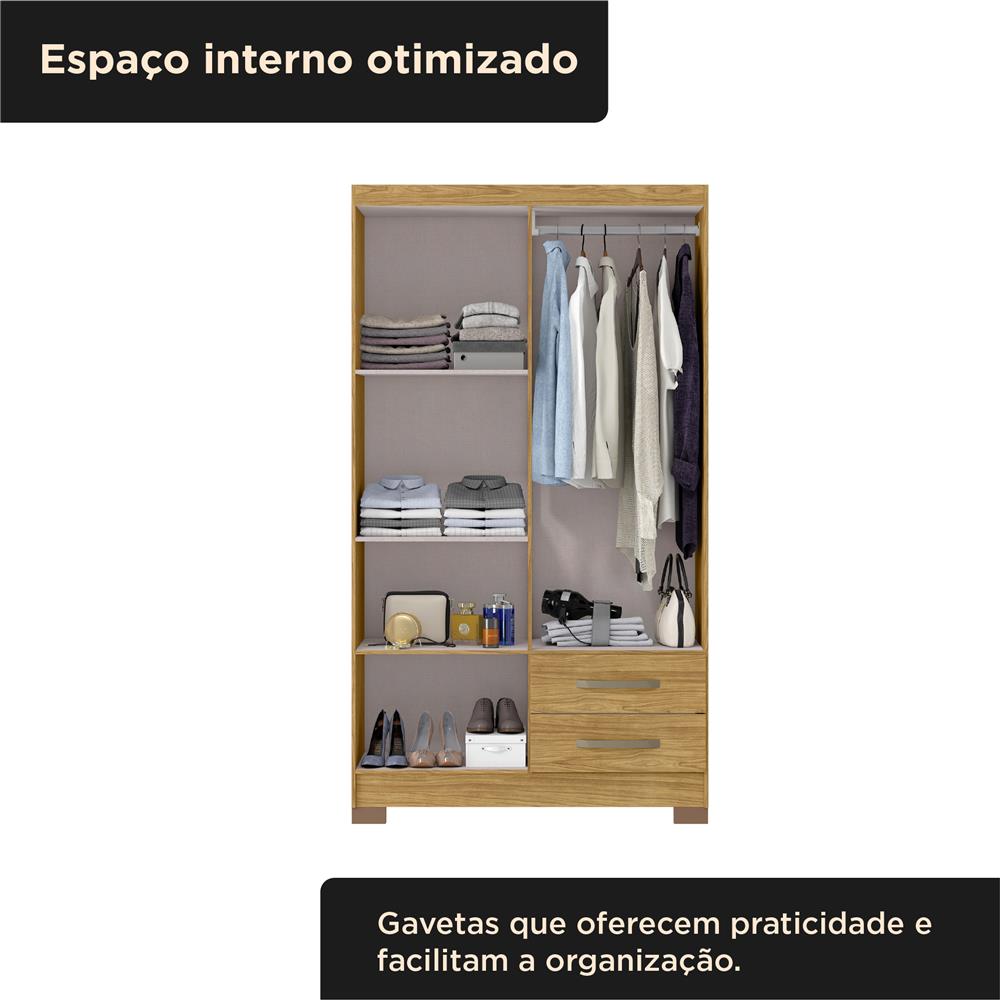 Guarda-roupa solteiro 4 portas 2 gavetas Santiago - marrocos / marrocos ripado RG120 