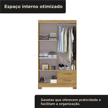 Guarda-roupa solteiro 4 portas 2 gavetas Santiago - marrocos / marrocos ripado RG120 