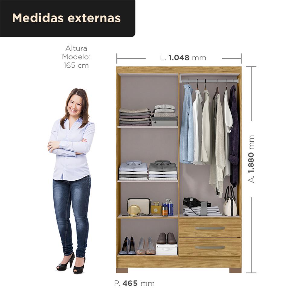 Guarda-roupa solteiro 4 portas 2 gavetas Santiago - marrocos / marrocos ripado RG120 