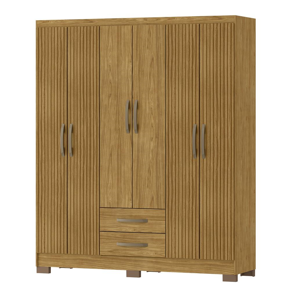Guarda-roupa casal 6 portas 2 gavetas Santiago - marrocos / marrocos ripado RG119 