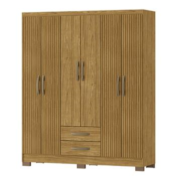 Guarda-roupa casal 6 portas 2 gavetas Santiago - marrocos / marrocos ripado RG119 