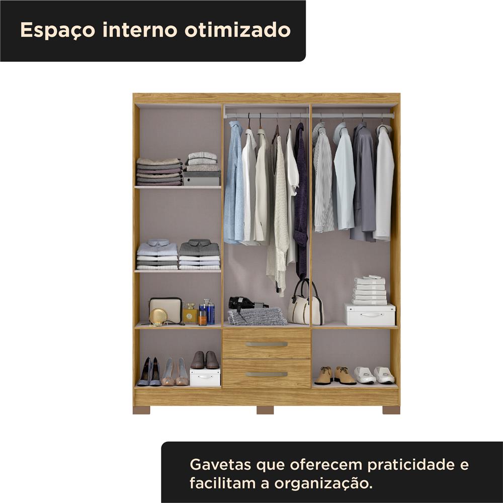 Guarda-roupa casal 6 portas 2 gavetas Santiago - marrocos / marrocos ripado RG119 