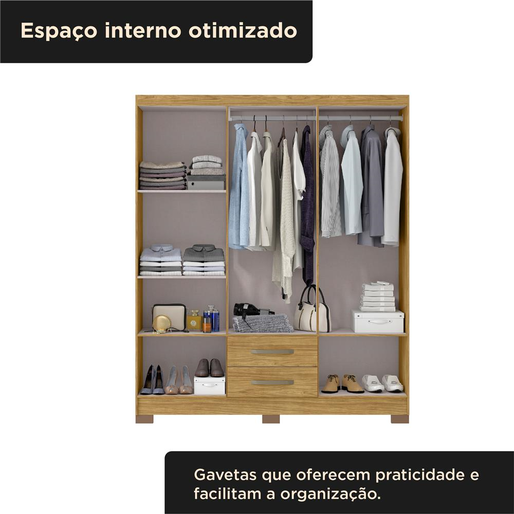 Guarda-roupa casal 6 portas 2 gavetas Santiago - marrocos / marrocos ripado RG119 